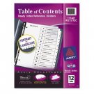 Ready Index Classic Tab Titles, 12-Tab, 1-12, Letter, Black/White, 12/Set