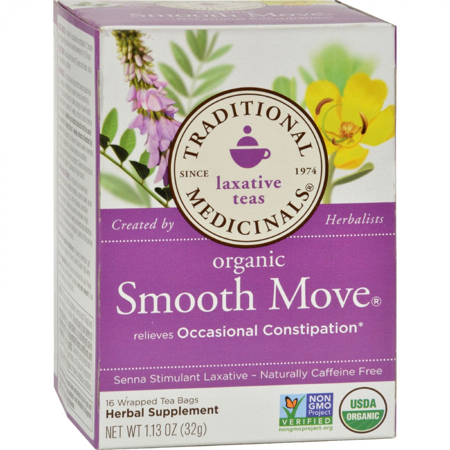 Traditional Medicinals Organic Smooth Move Herbal Tea - 16 Tea Bags - Case of 6