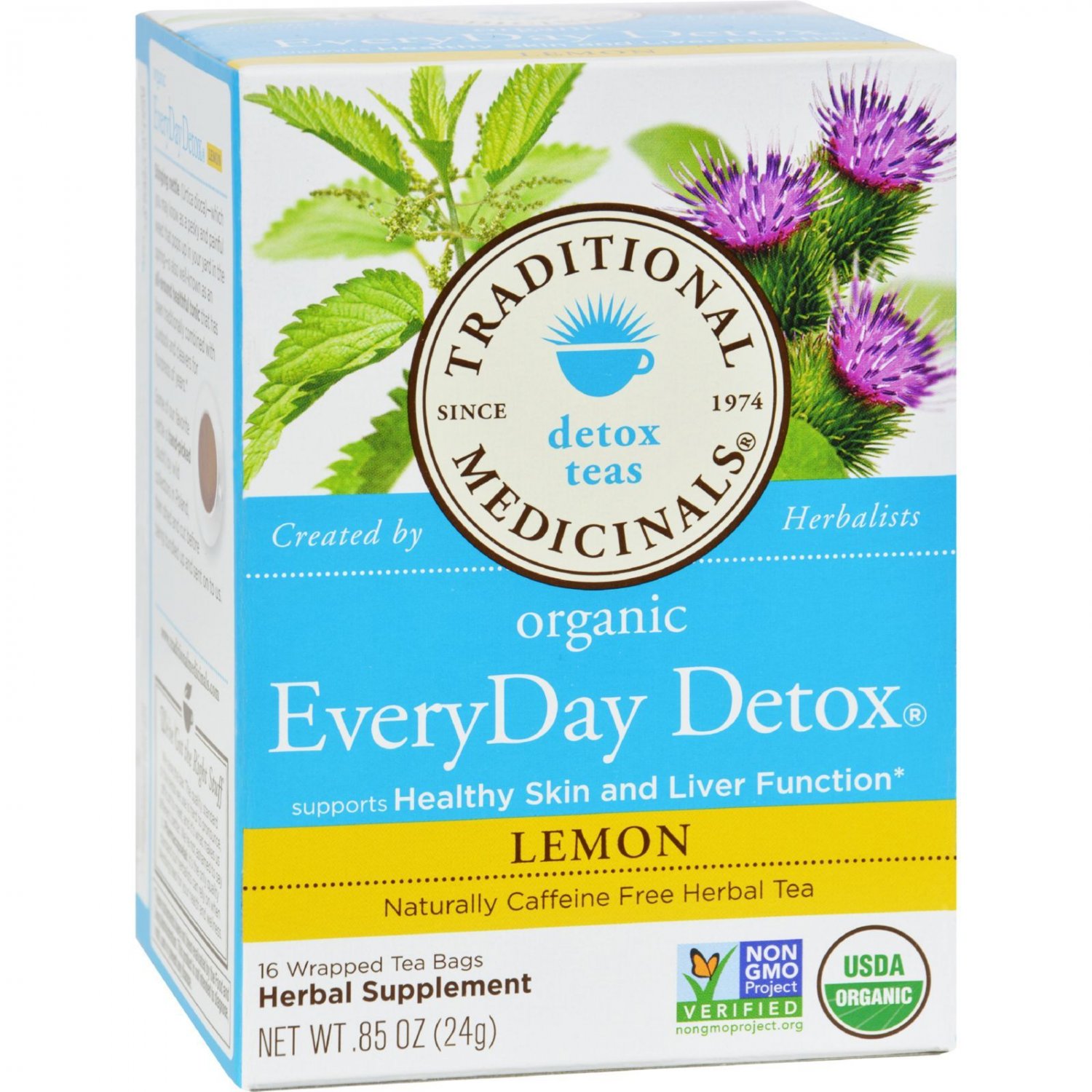 Traditional Medicinals Lemon EveryDay Detox Herbal Tea - 16 Tea Bags - Case of 6