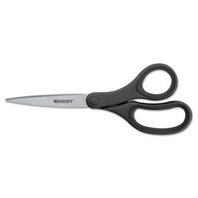 KleenEarth Basic Plastic Handle Scissors, 8"" Length, Pointed, Black