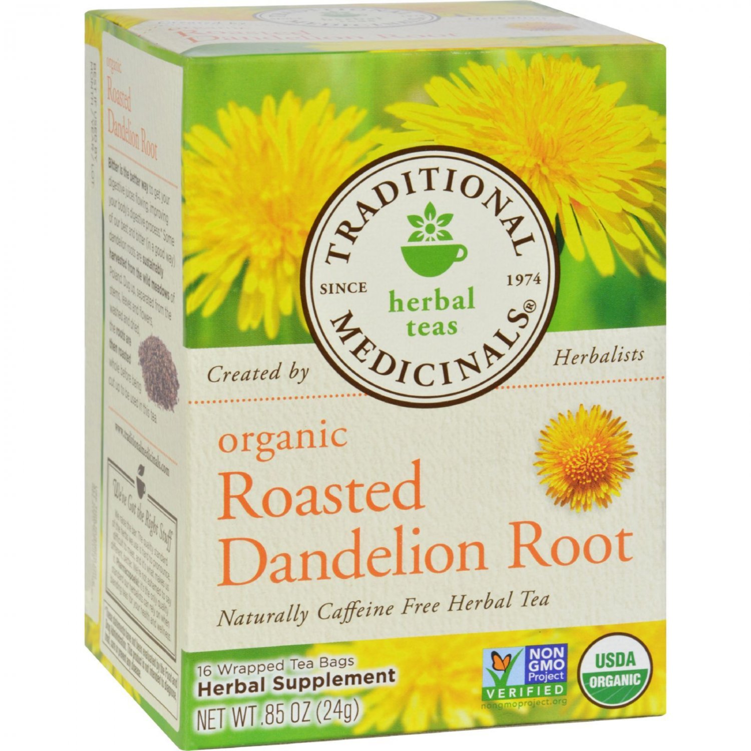 Traditional Medicinals Organic Roasted Dandelion Root Herbal Tea - 16 Tea Bags - Case of 6