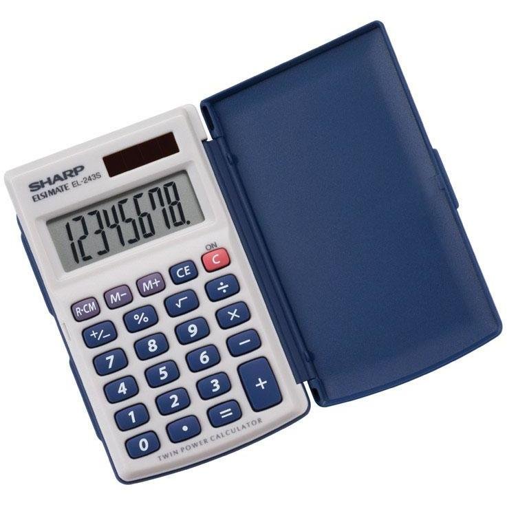 EL-243SB Solar Pocket Calculator, 8-Digit LCD
