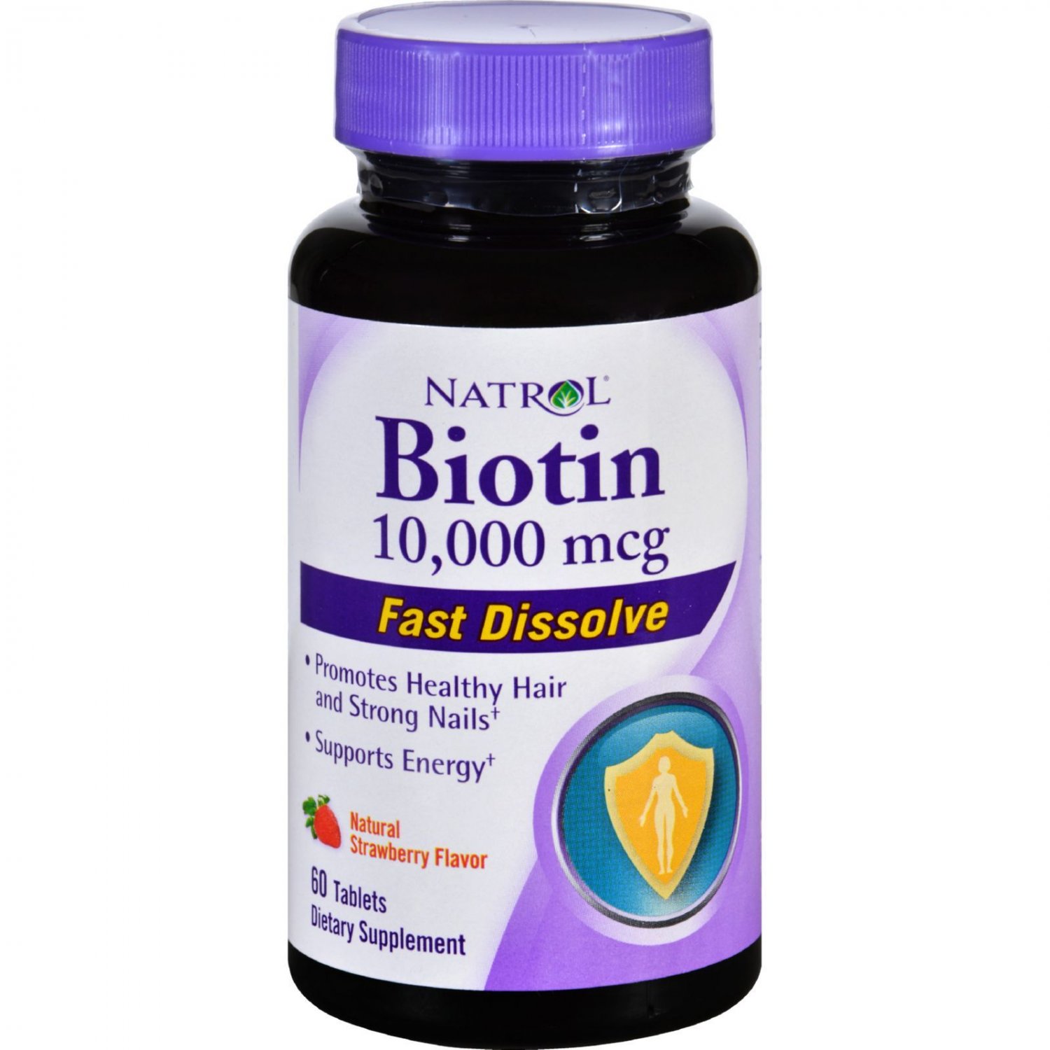 Biotin 10,000 mcg fast Dessolve Hair & Nails Strawberry Flavor 60 Tablets