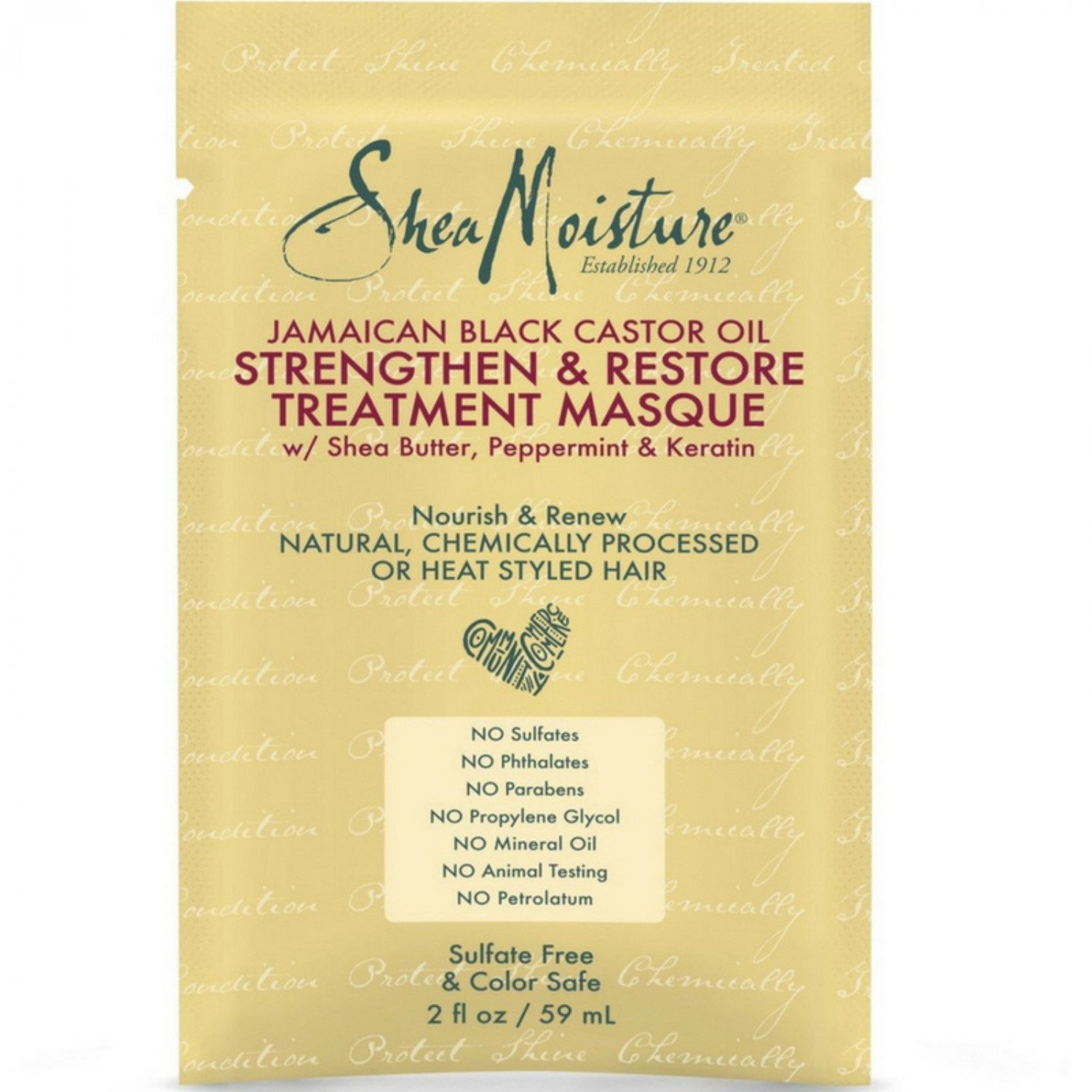 SheaMoisture Jb Castor Oil Treatment Masque Packettes 2Oz