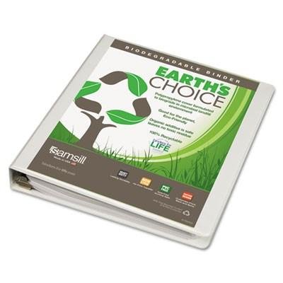 Earth's Choice Biodegradable Angle-D Ring View Binder, 1"" Capacity, White