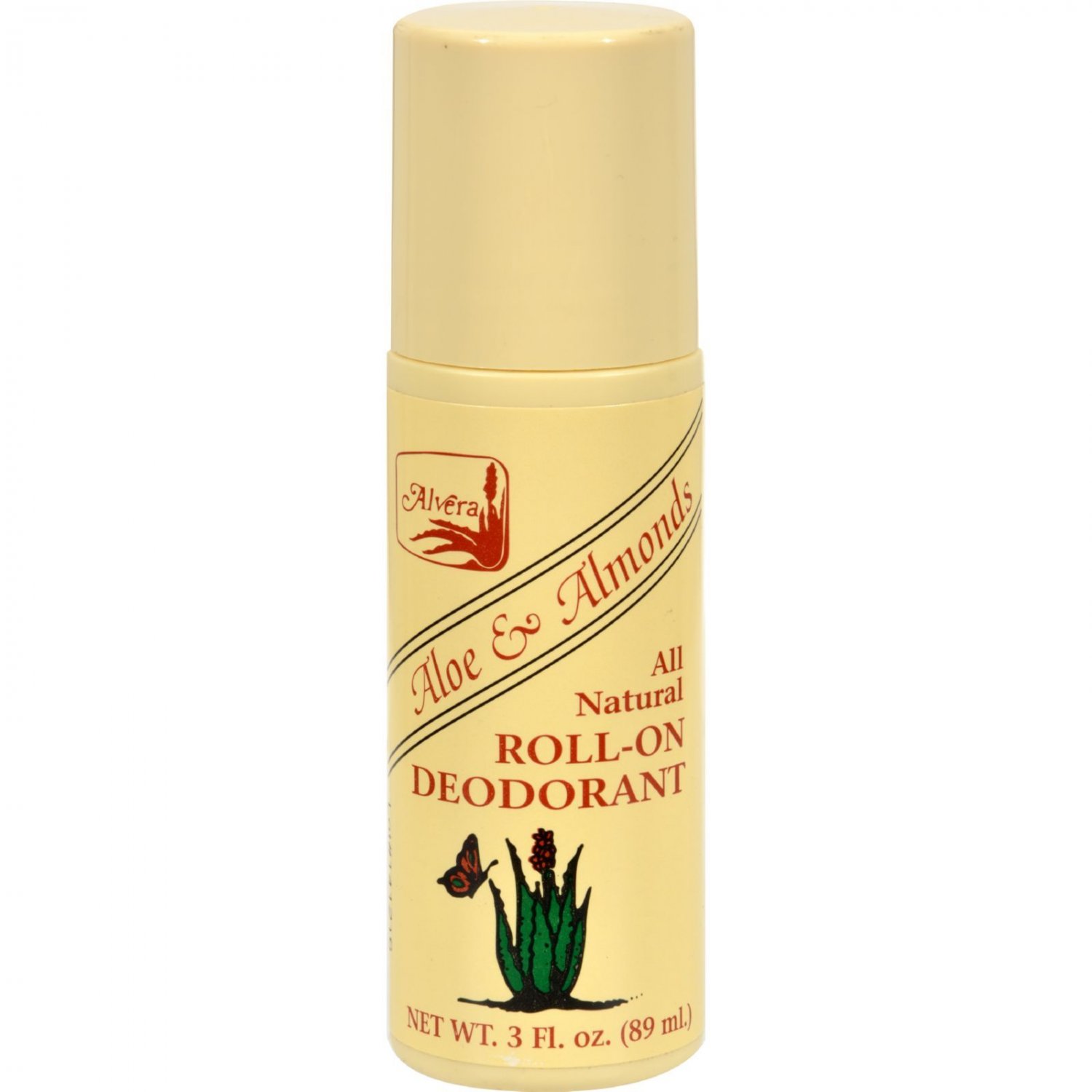 Alvera All Natural Roll-On Deodorant Aloe and Almonds - 3 oz