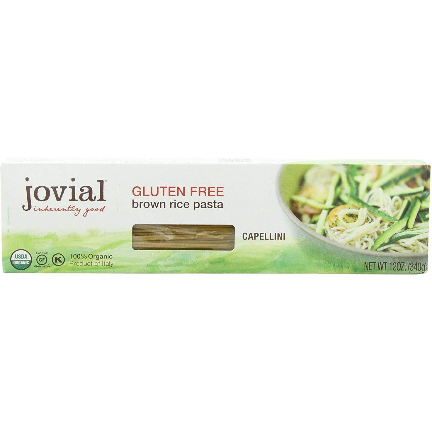 Jovial Gluten Free Brown Rice Pasta - Capellini - Case of 12 - 12 oz.
