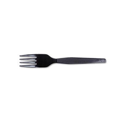 Plastic Cutlery, Heavy Mediumweight Forks, Black, 100/Box