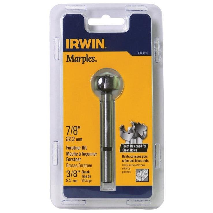 Irwin  Marples  7/8 in. Dia. x 6  L Carbon Steel  Forstner Drill Bit  3/8 in. Round Shank  1 pc.