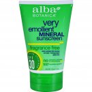 Alba Botanica Very Emollient Natural Sunscreen Mineral Protection Fragrance Free SPF 30 - 4 oz