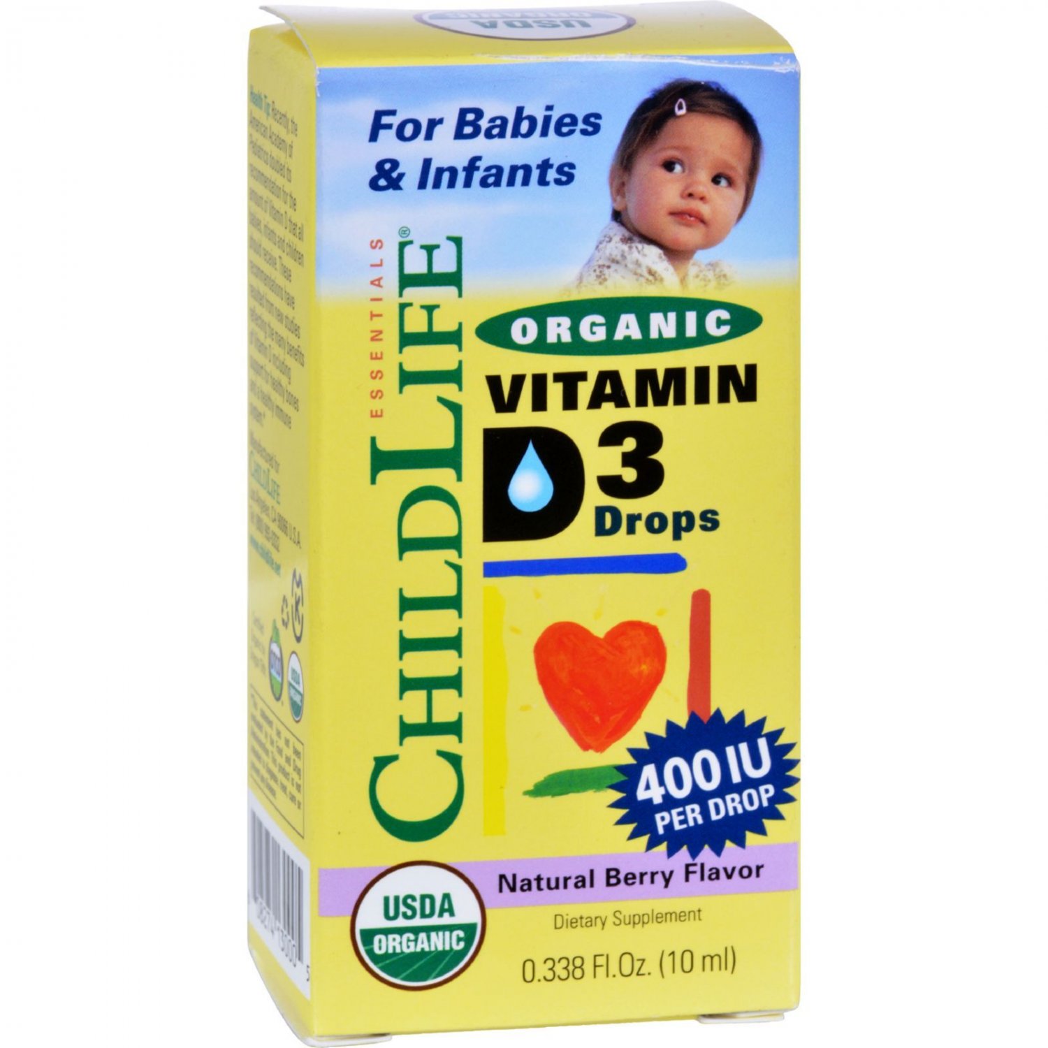 Childlife Organic Vitamin D3 Drops Babies & Infants Natural Berry Flavor .338 Oz