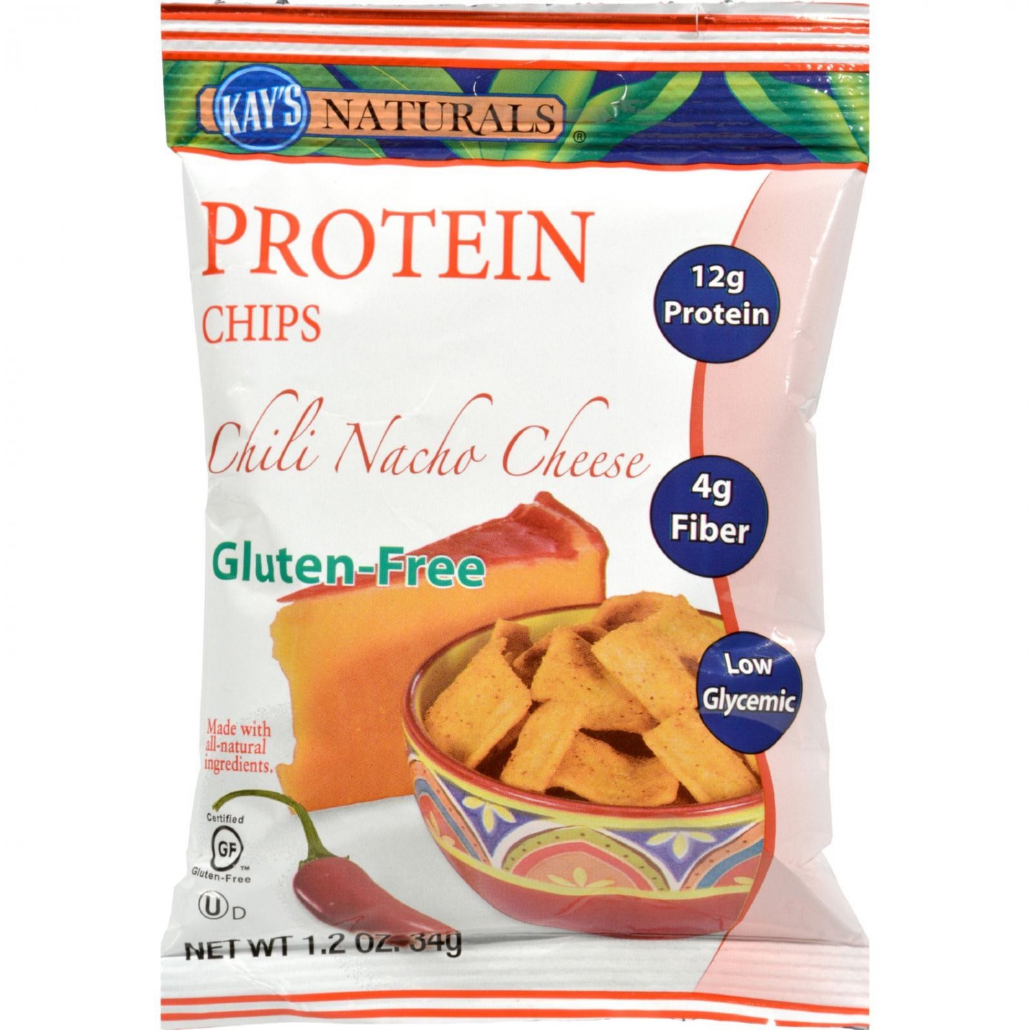 Kay's Naturals Better Balance Protein Chips Chili Nacho Cheese - 1.2 oz - Case of 6