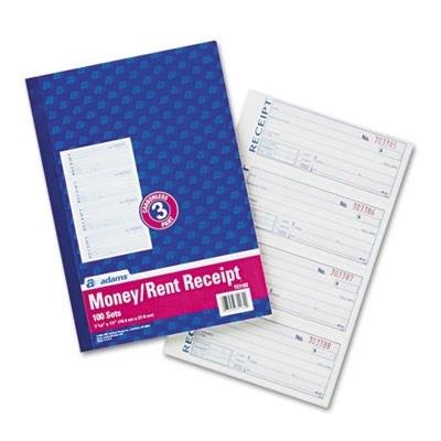 Receipt Book, 7 5/8 x 11, Three-Part Carbonless, 100 Forms
