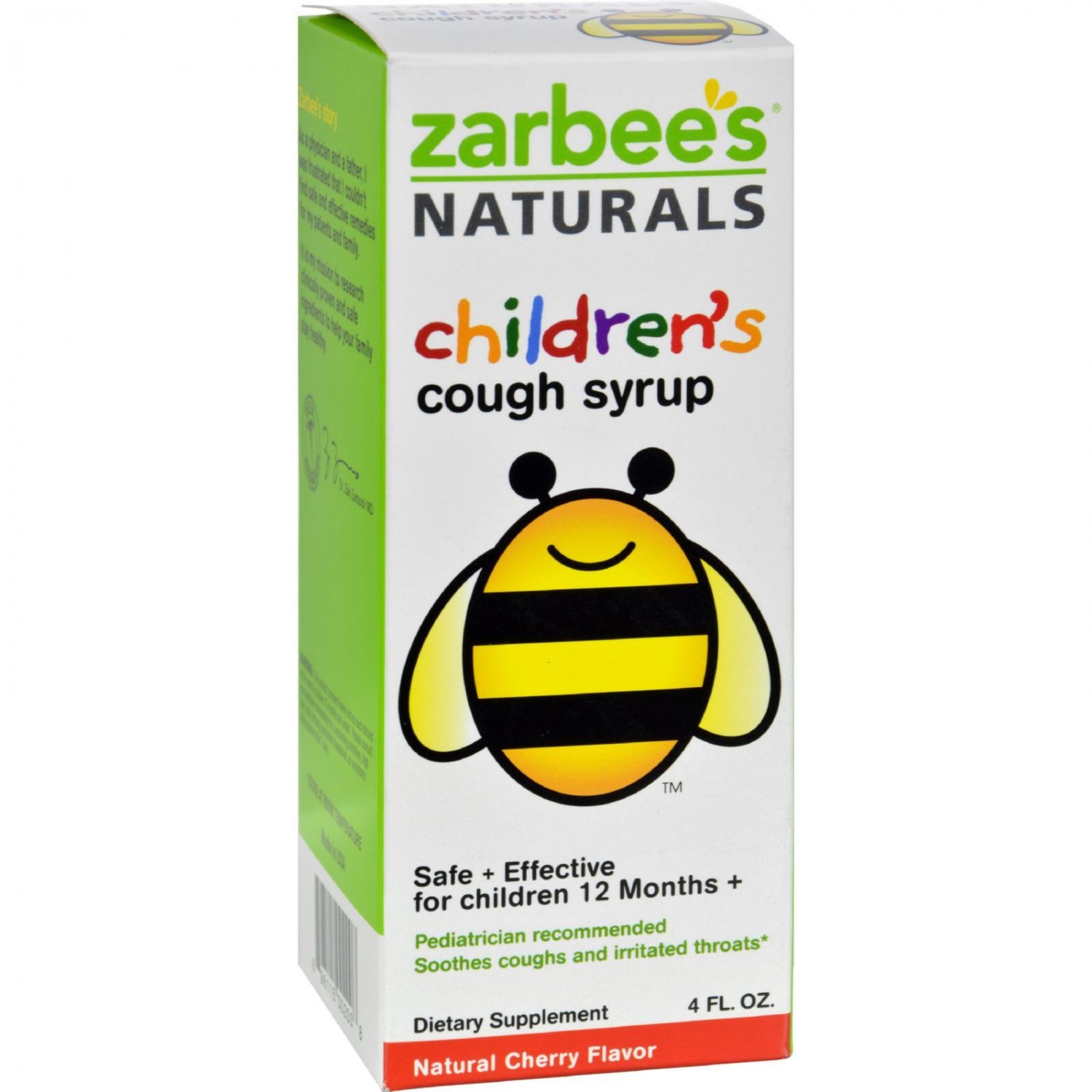 Zarbee's All-Natural Children's Cough Syrup 12 Months+ - Natural Cherry Flavor - 4 oz