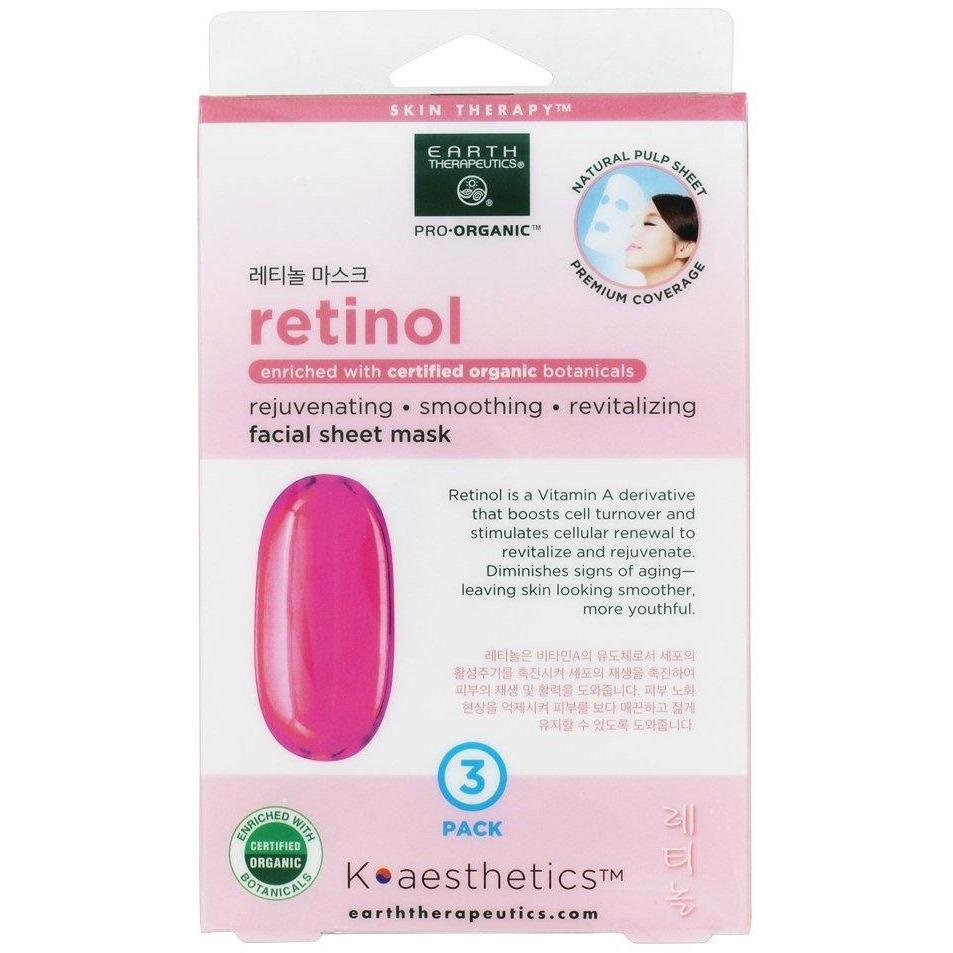 Earth Therapeutics Mask - Sheet - Retinol - 3Pk - .02 oz