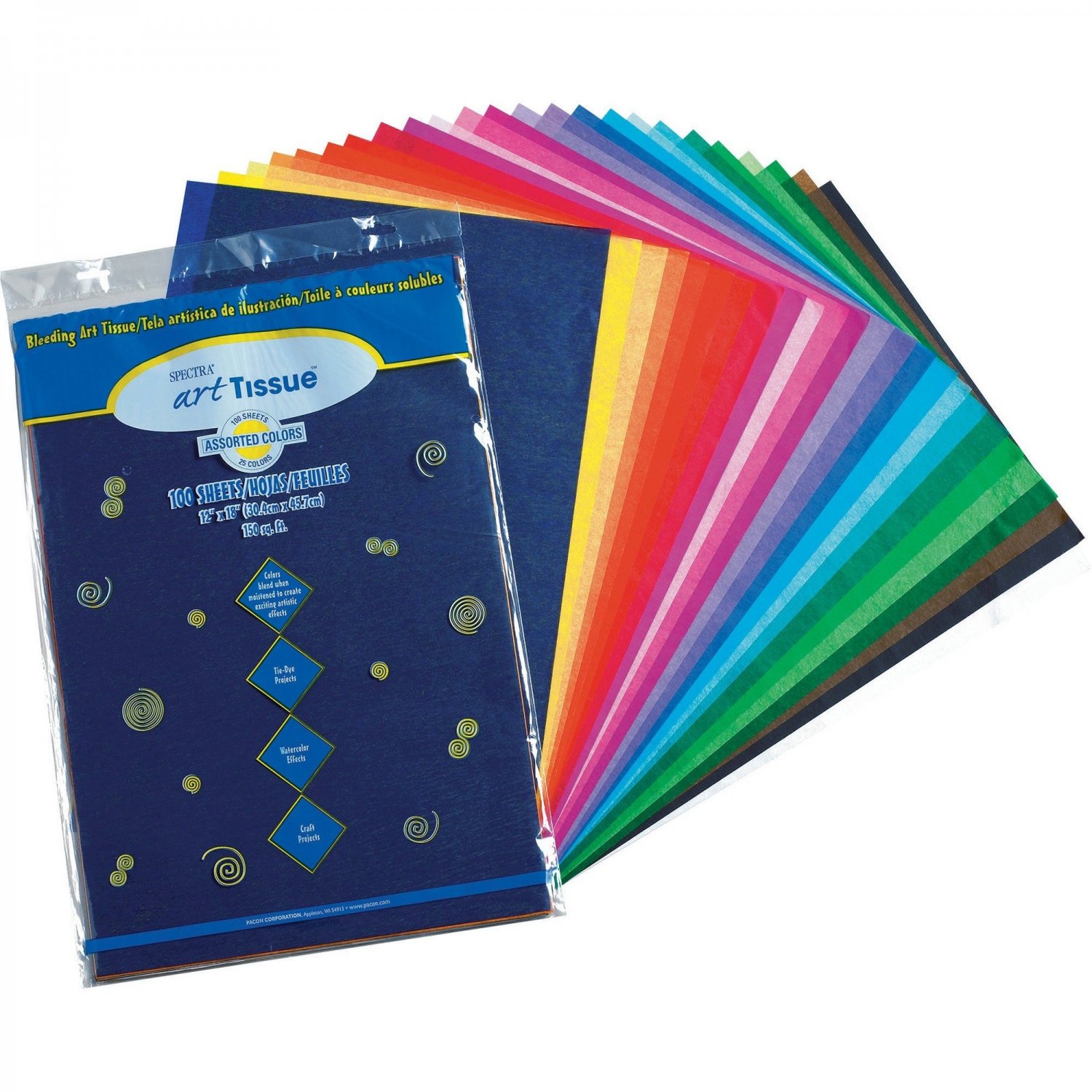 Spectra Art Tissue, 10 lbs., 12 x 18, 25 Assorted Colors, 100 Sheets/Pack