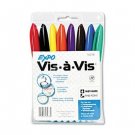 Vis--Vis Wet-Erase Marker, Fine Point, Assorted, 8/Set