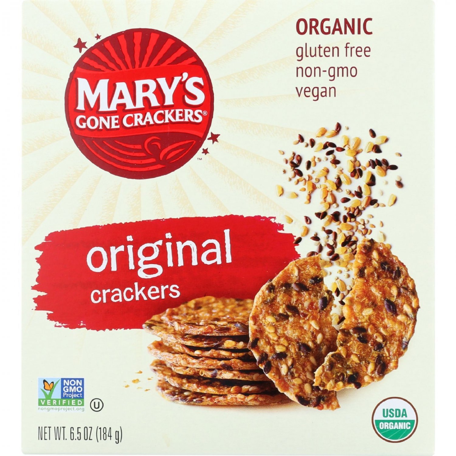 Marys Gone Crackers Crackers - Organic - Original - Wheat Free - Gluten Free - 6.5 oz - case of 12