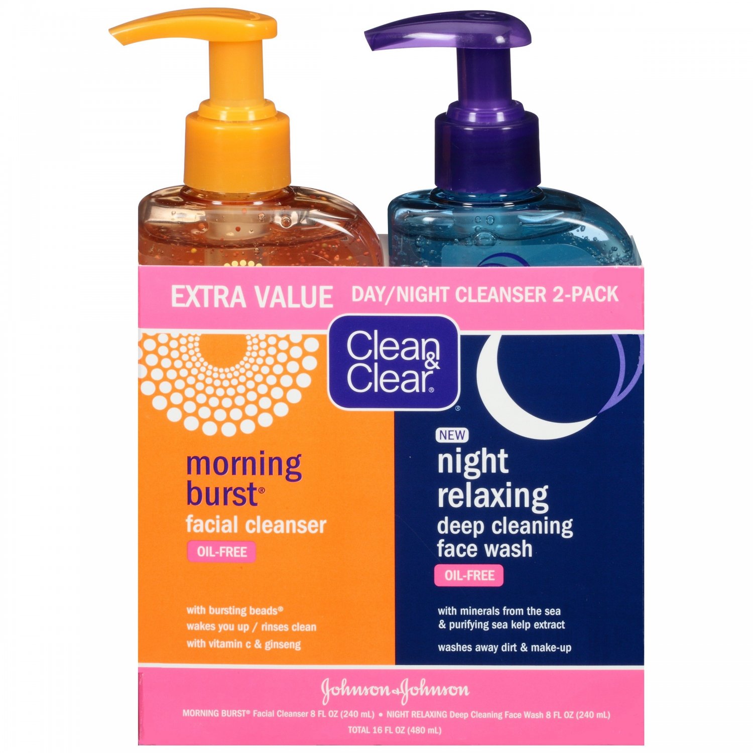 CLEAN & CLEAR Day/Night Cleansers 2-Pack 16 fl oz.