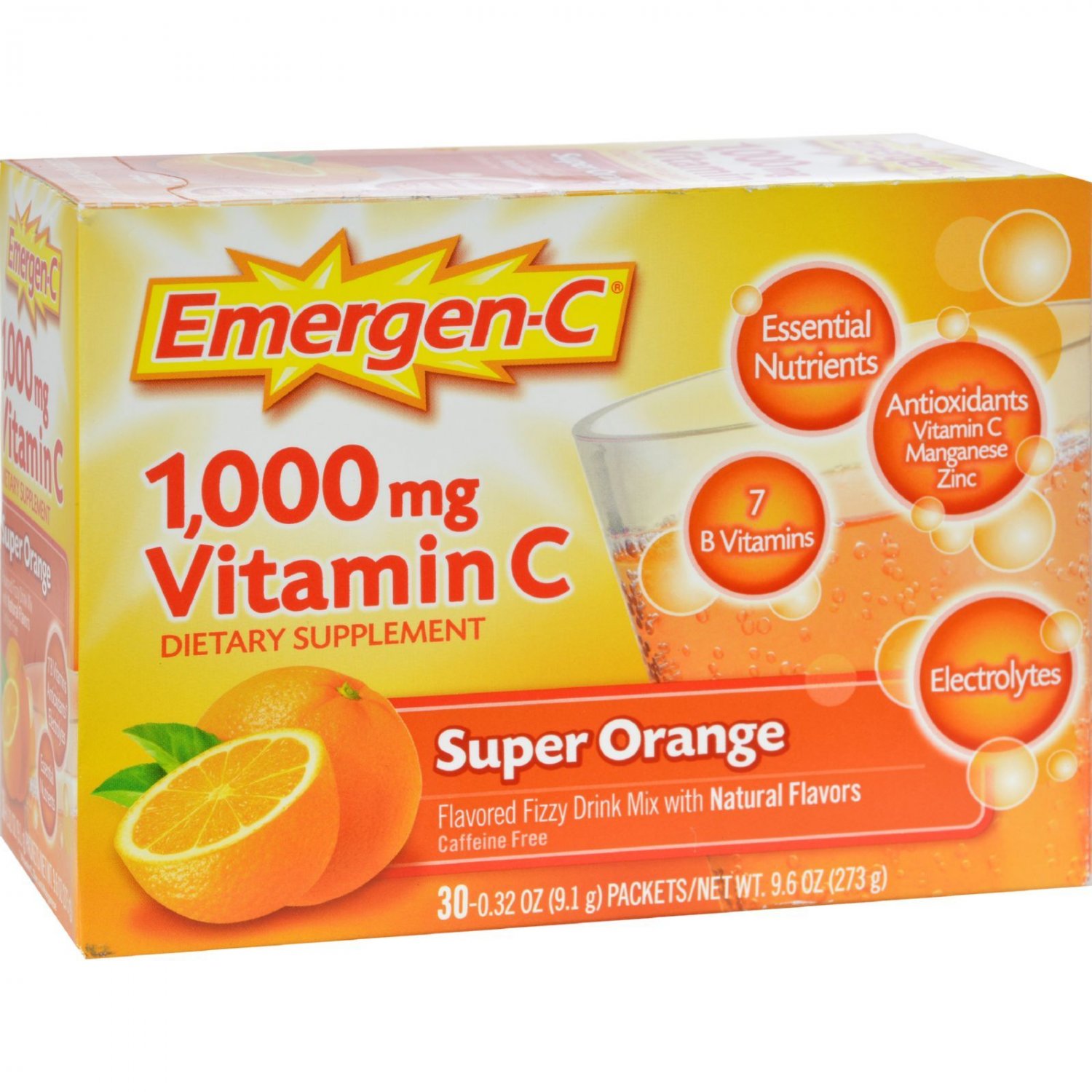 Alacer Emergen-C 1000 mg Vitamin C - Super Orange - 30 Packet