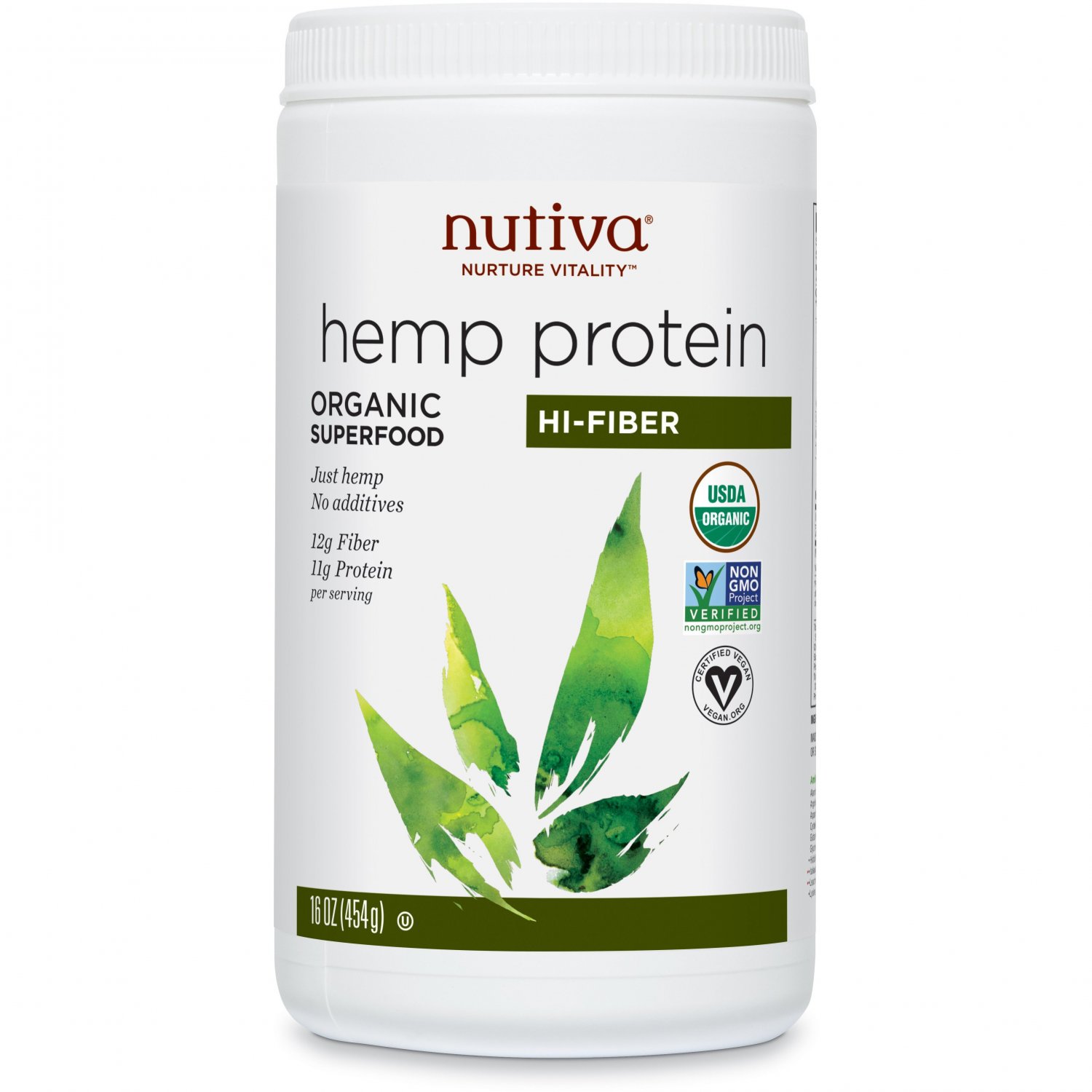 Nutiva Organic Hemp Protein Hi-Fiber - 16 Oz