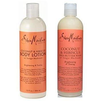 SheaMoisture Coconut & Hibiscus Body Wash & Deep Moisturizing Lotion -  Includes 13 oz. Body Wash & 