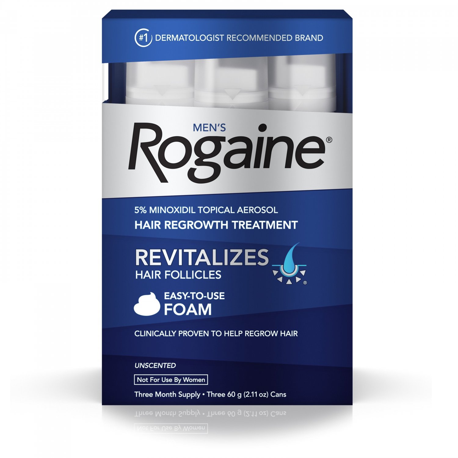 MEN'S ROGAINE 3 Month Supply Unscented 2.11 oz. Cans 3 ct.