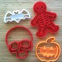 Halloween Cookie Cutters 4 - Skull, Skeleton, Bat, Jack-O-Lantern- 4 Sizes