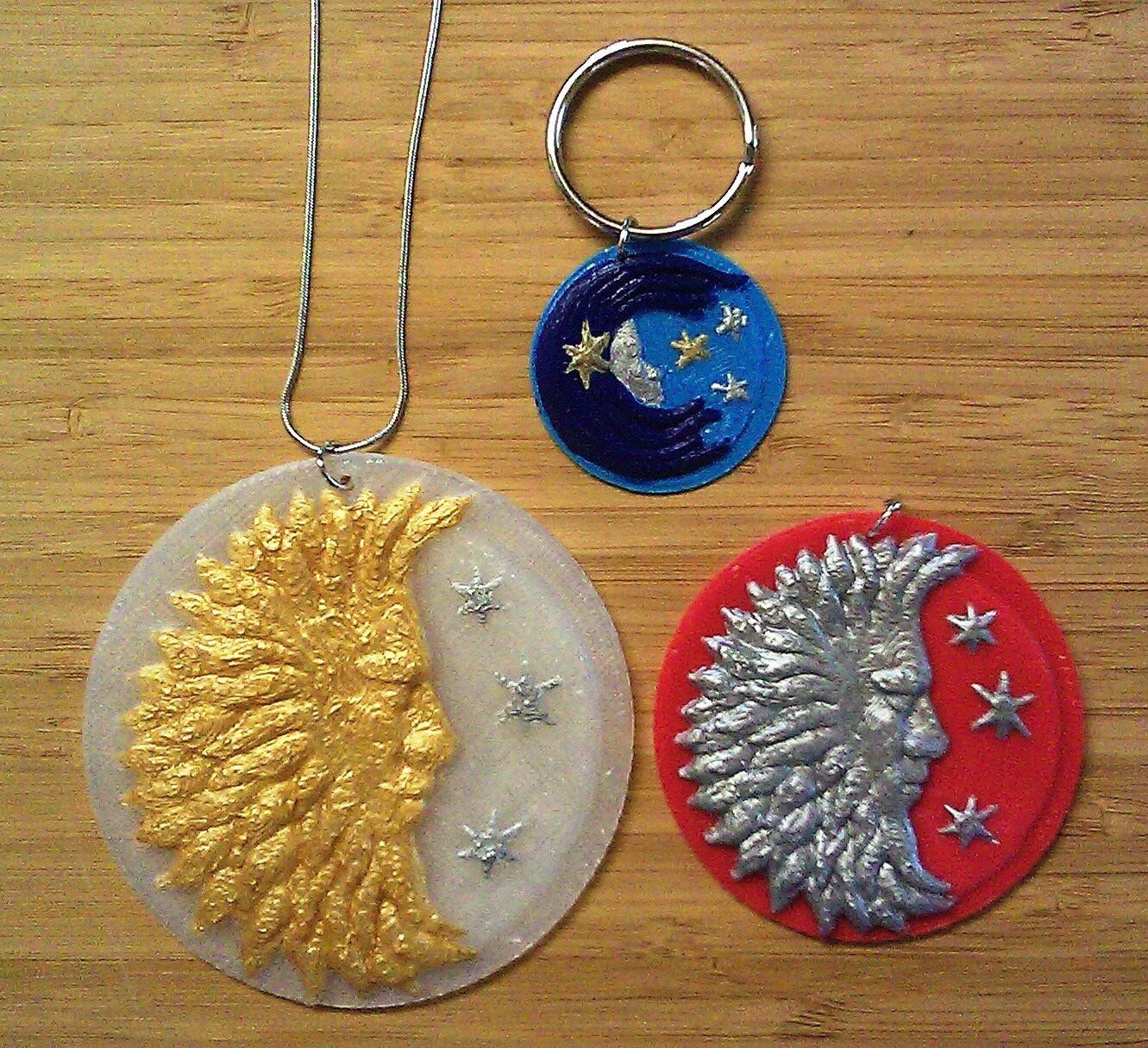 Sun and Moon Pendants for Charms, Key Tags or Ornaments - Choice of Sizes