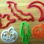 Halloween Cookie Cutters 1 - Zombie, Moon, Ghost, Bat, Jack-O-Lantern - 4 Sizes