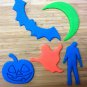 Halloween Cookie Cutters 1 - Zombie, Moon, Ghost, Bat, Jack-O-Lantern - 4 Sizes