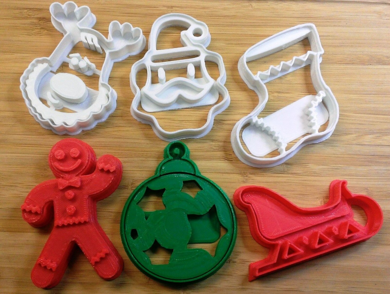 Christmas Cookie Cutters I - Gingerbread Man Ornament Deer Santa Sleigh Stocking