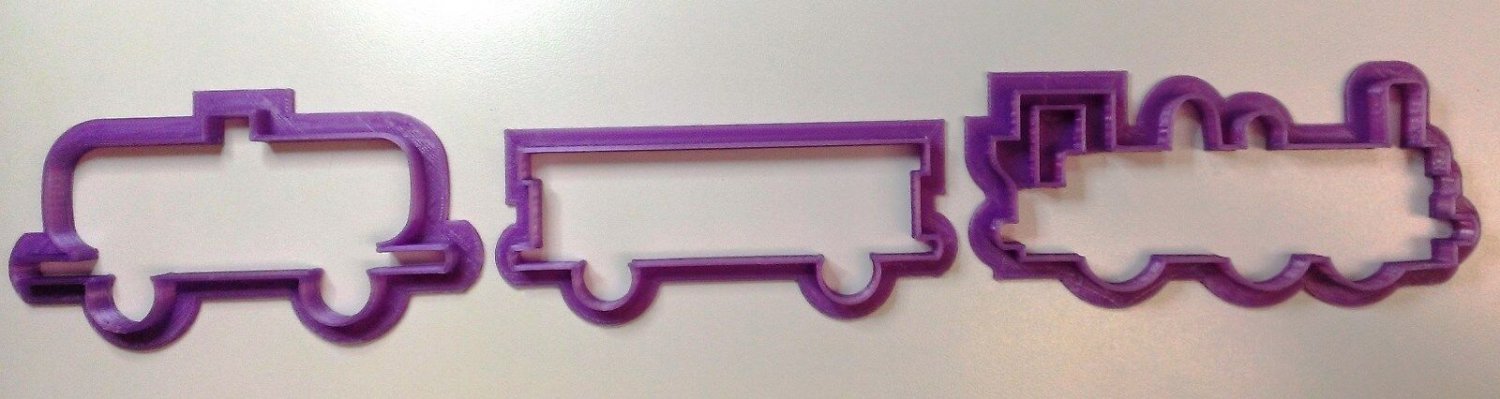 3 Piece Train Set Cookie Cutters - Choice of Sizes - 3D Printed Plastic