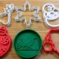 Christmas Cookie Cutters F - Ornament, Reindeer, Santa, Sleigh Snowman Snowflake