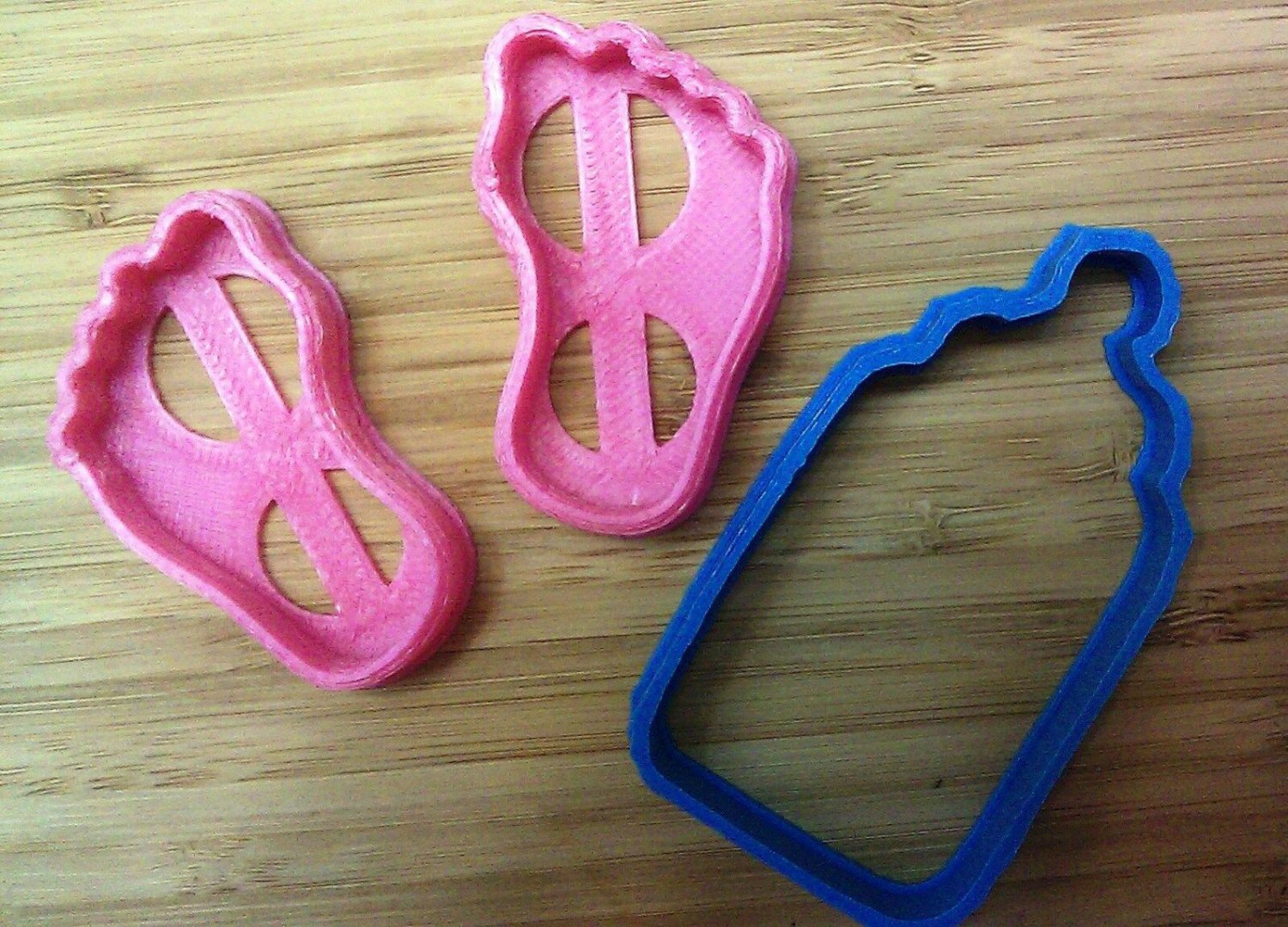 Baby Shower Cookie Cutters: Baby Bottle, Foot Prints - Choice of Sizes