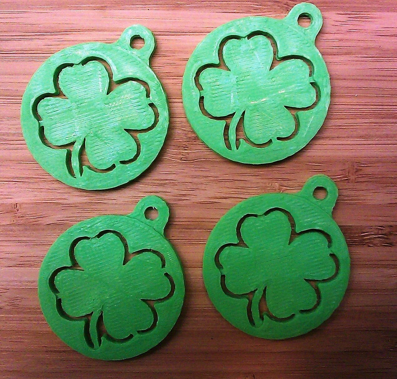 St. Patrick's Shamrock Key tags for Keychains or Charms - 3D Printed Plastic