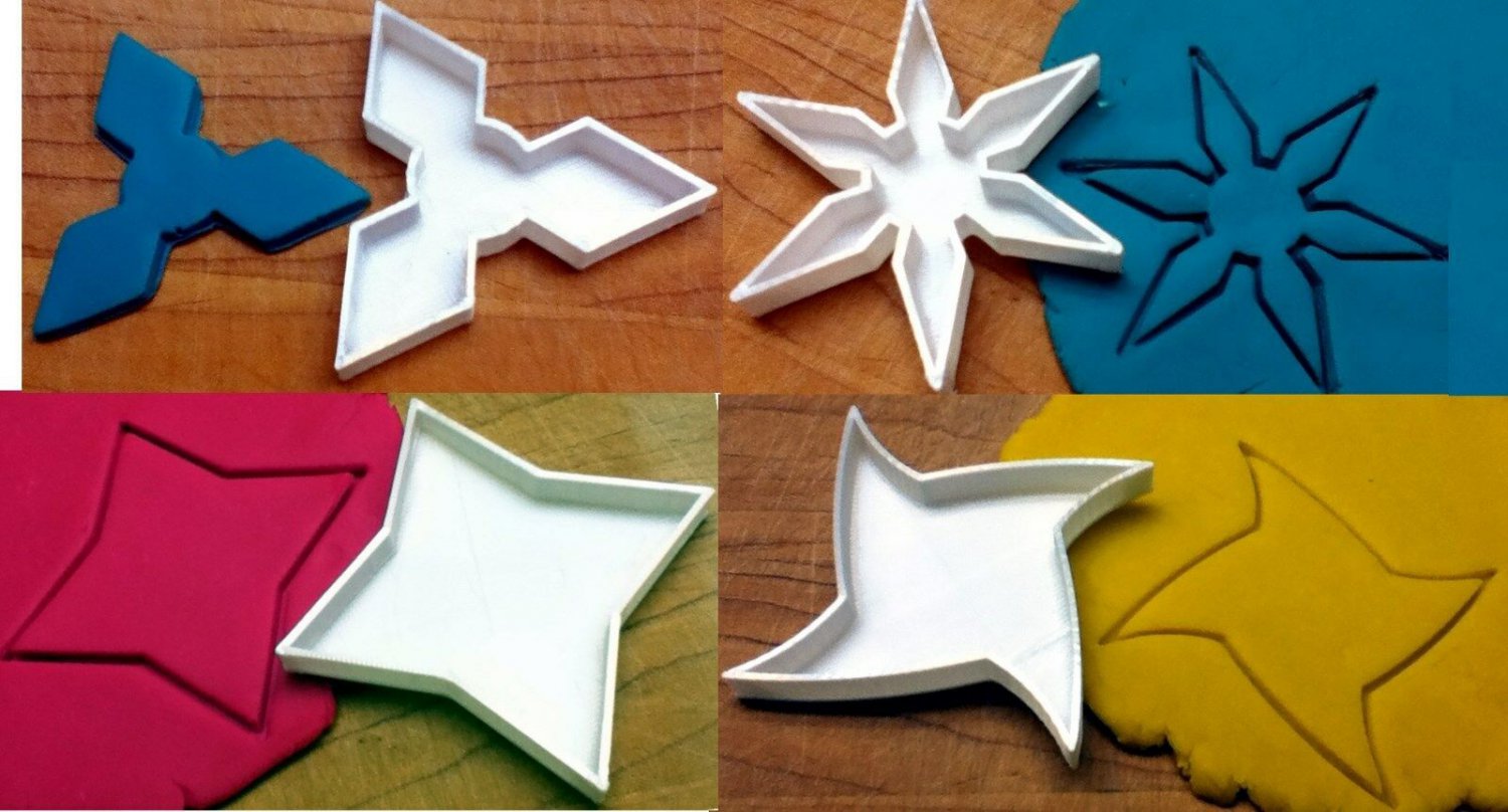 Shuriken Cookie Cutters (Ninja Throwing Stars ) Choice of 4 Types and 4 Sizes