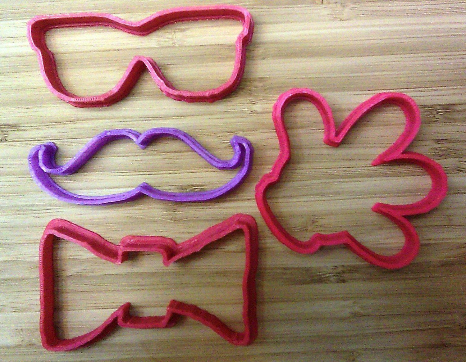 Cookie Cutters: Mustache, Bow Tie, Glasses, Sunglasses, Glove - Choice of Sizes