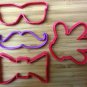 Cookie Cutters: Mustache, Bow Tie, Glasses, Sunglasses, Glove - Choice of Sizes