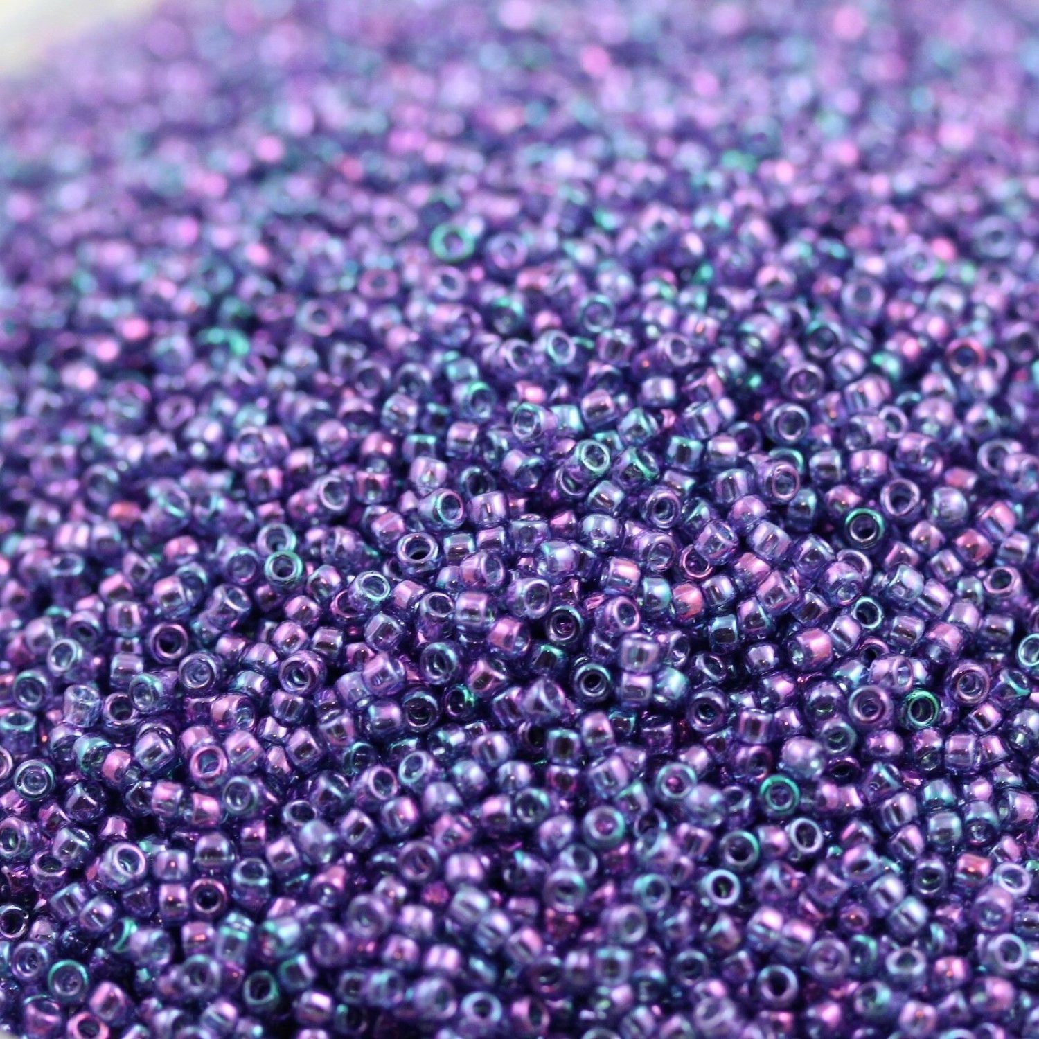 Wsini Japanese Rocailles Seed Beads Main Color Gold Lustered Mystic Purple