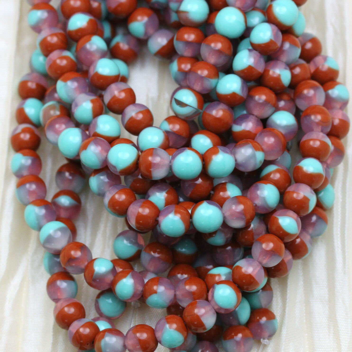 Wsini 50pcs SUMMER LANDSCAPE HURRICANE GLASS BEADS Main Color 6mm Andromeda