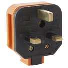 Masterplug Heavy Duty Orange 13 Amp 3 Pin UK Plug Rewirable Permaplug