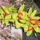 Lime green orchid hair comb large Rockabilly