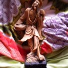 VINTAGE JAPANESE OR CHINESE FISHERMAN CARVED STATUE FIGURE