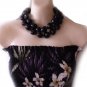 Hawaiian lei necklace kukui nut luau black hula
