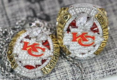 One Set 2019 KANSAS CITY CHIEFS Super Bowl 54 Championship Ring 7-15S with necklace