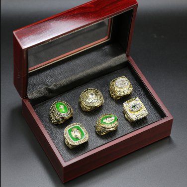 6PCS Set Green Bay Packers super bowl championship ring size 11 with wooden case&iuml;&frac14;�465&iuml;&frac14;�