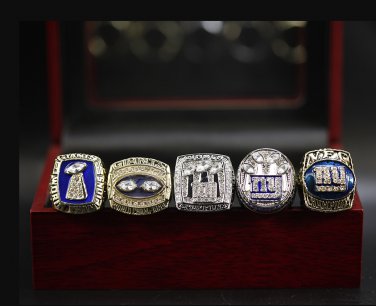 5PCS New York Gaints Super bowl championship rings 11 size with  case&iuml;&frac14;�473&iuml;&frac14;�