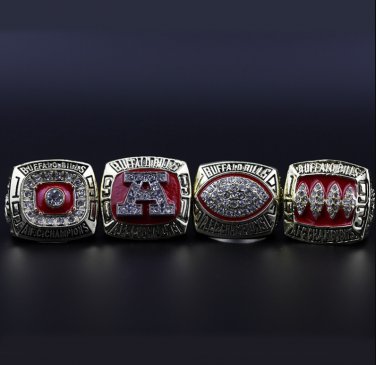 4PCS Set Buffalo Bills AFC super bowl championship ring size 11 without case&iuml;&frac14;�514&iuml;&frac14;�