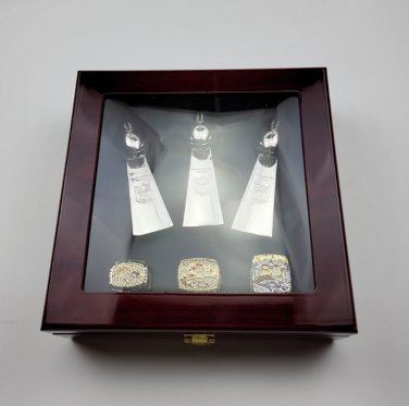 3PCS Denver BRONCOS Super Bowl Championship Rings and Trophy Set with case&iuml;&frac14;�536&iuml;&frac14;�